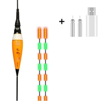 usb charger fish bite fishing float set smart led automatically remind color change night fishing tackle