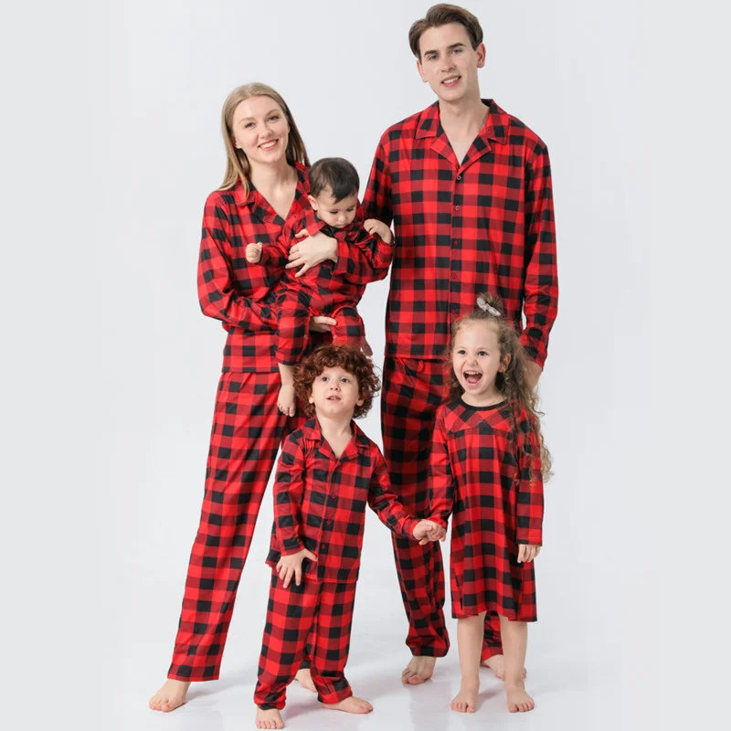 

2021 New Family Matching Outfits Pajama Sets Christmas Homewear Mom And Daughter Baby Romper Plaid Pajamas For Women Sleepwear