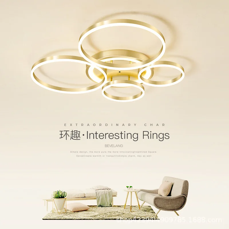 

Лампа для гостиной в атмосферу бытовой кольцо творческий светильник Роскошная золотая круглая лампа для зала современный простой светодио...
