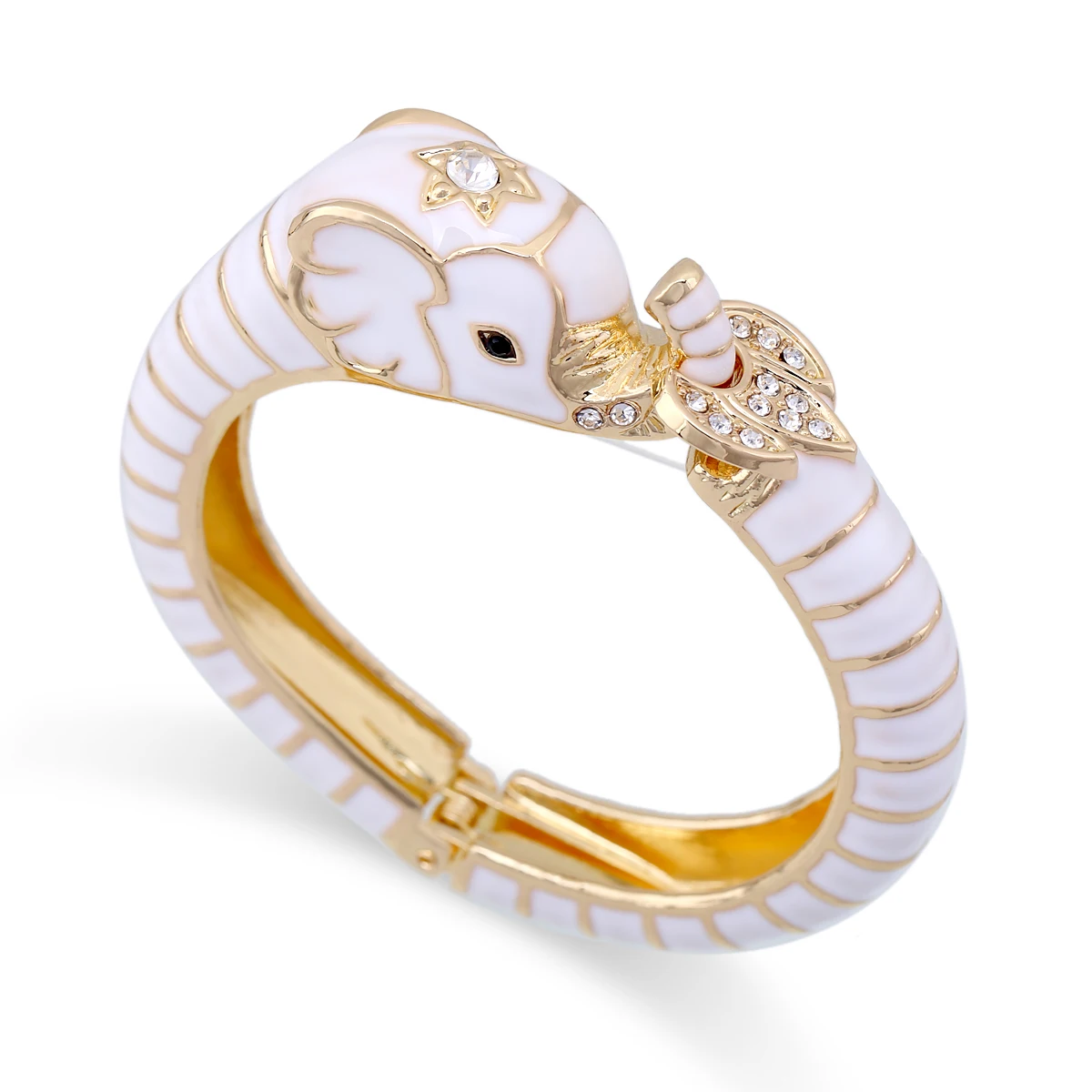 

HAHA&TOTO Trendy Statement Chunky Animal Elephant Cuff Bracelet Enamel Bangle for Women Girls Gold Plated Bracelet Party Jewelry
