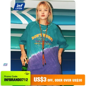 Футболка унисекс в стиле оверсайз с принтом тай-дай, хлопковая с заниженной линией плеч и круглым вырезом, уличная одежда, лето 2021