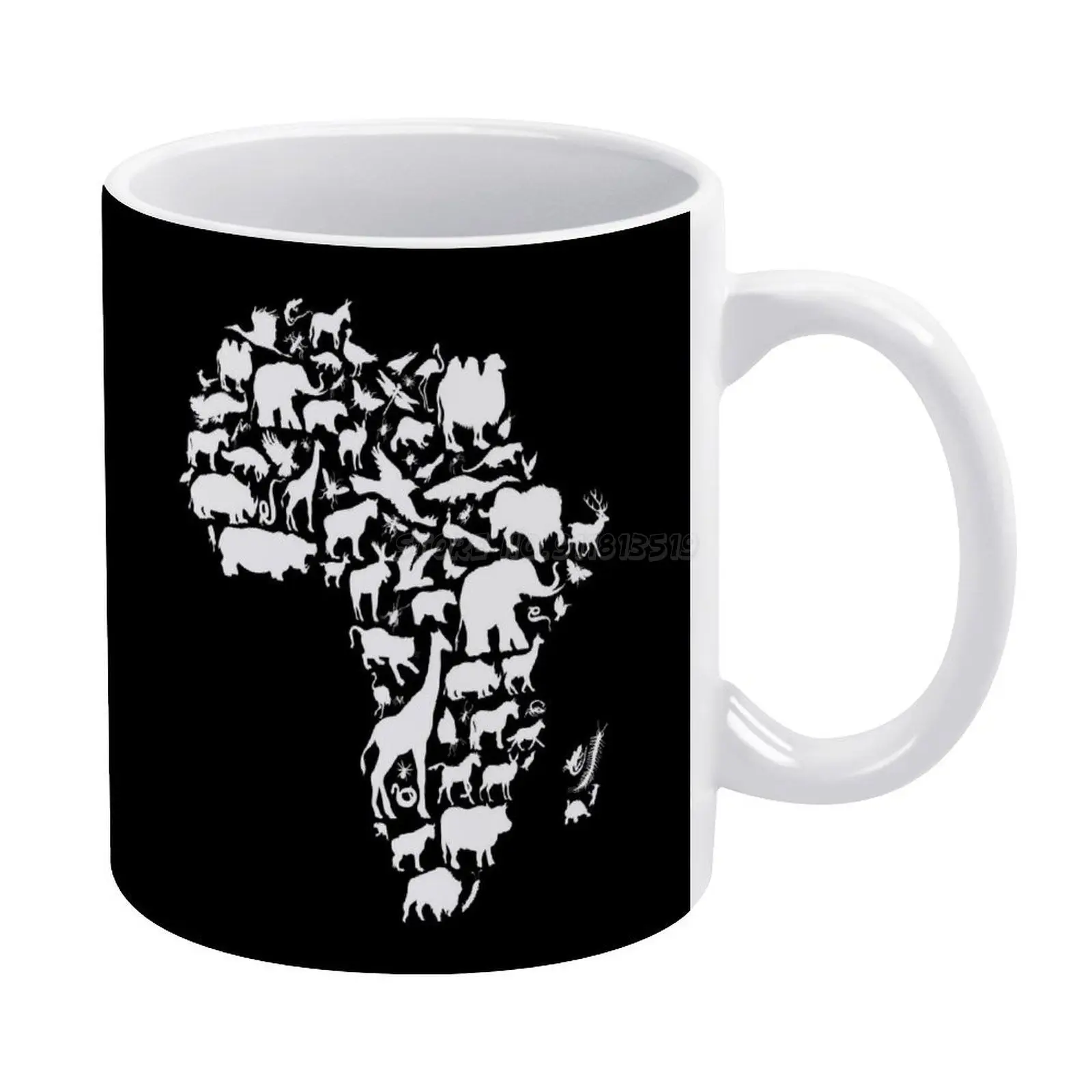 Animals of Africa White Mug Coffee Mugs Girl Gift Tea Milk Cup Map South Safari Madagascar Tiger Vector Gl | Дом и сад