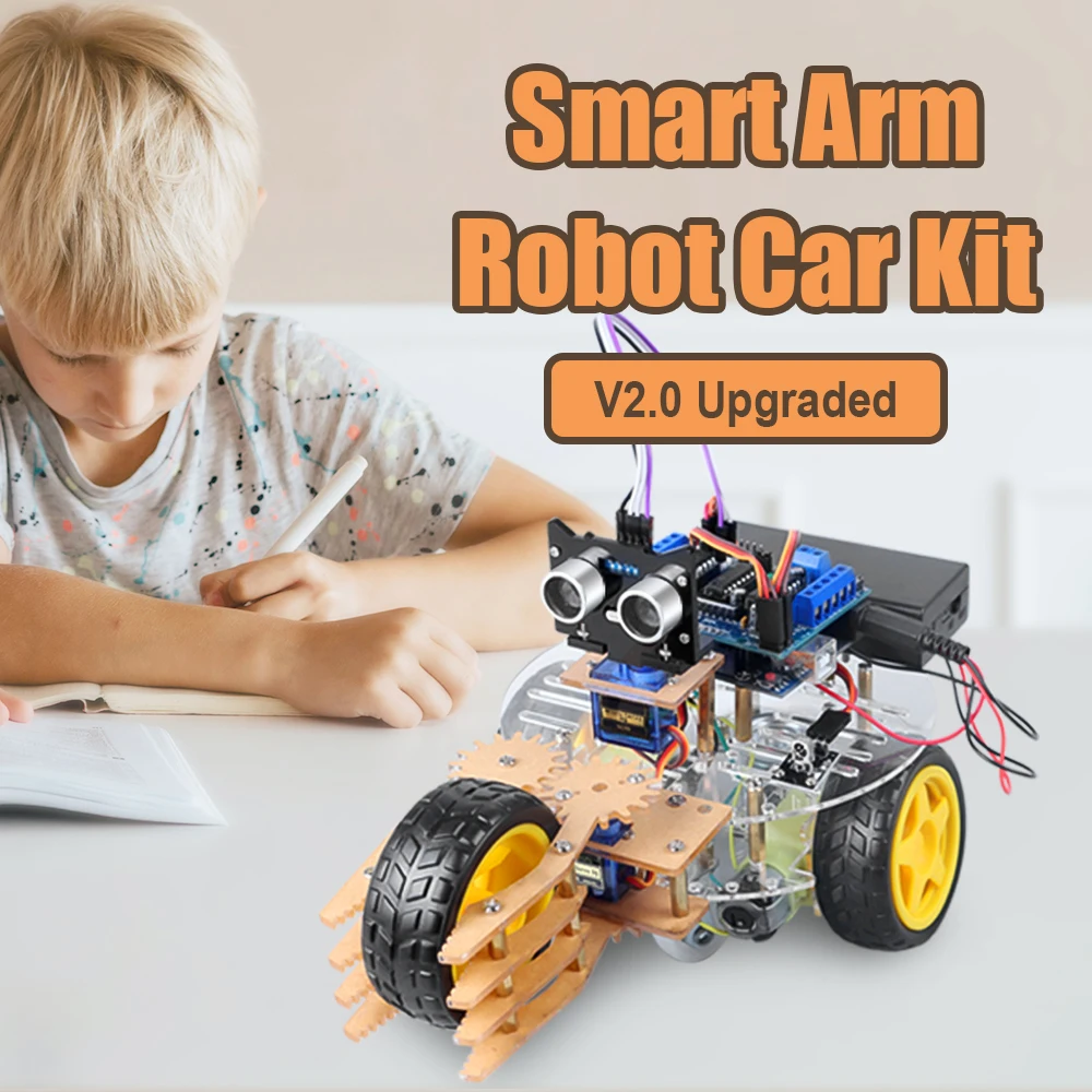 Multifunction Acrylic manipulator Robot Car For UNO R3 With G90 Servo IR wireless control Kids Programable Kit for Arduino | Электроника