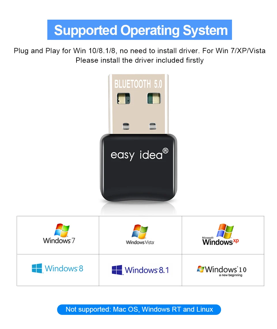 USB Bluetooth 5 0 адаптер ключ Мини приемник CSR 4 аудио музыка синий зуб передатчик для
