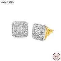 vanaxin high quality vintage earrings 925 sterling silver gold color two tone micro paved cz crystal earing women cc bijoux box
