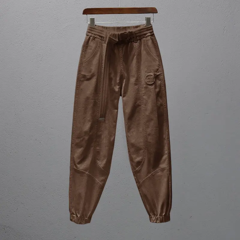 

Spring/Summer Ankle-Tied Harem Pants Women's Large Size Slimming Casual Sweatpants Female Loose All-Match Trendy Cropped Jeans