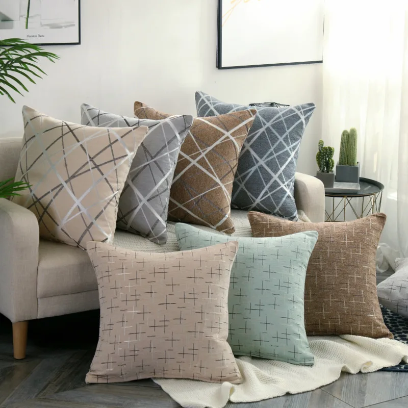 Роскошная Геометрическая линия наволочка 55x55 см из синели ткани для гостиничного