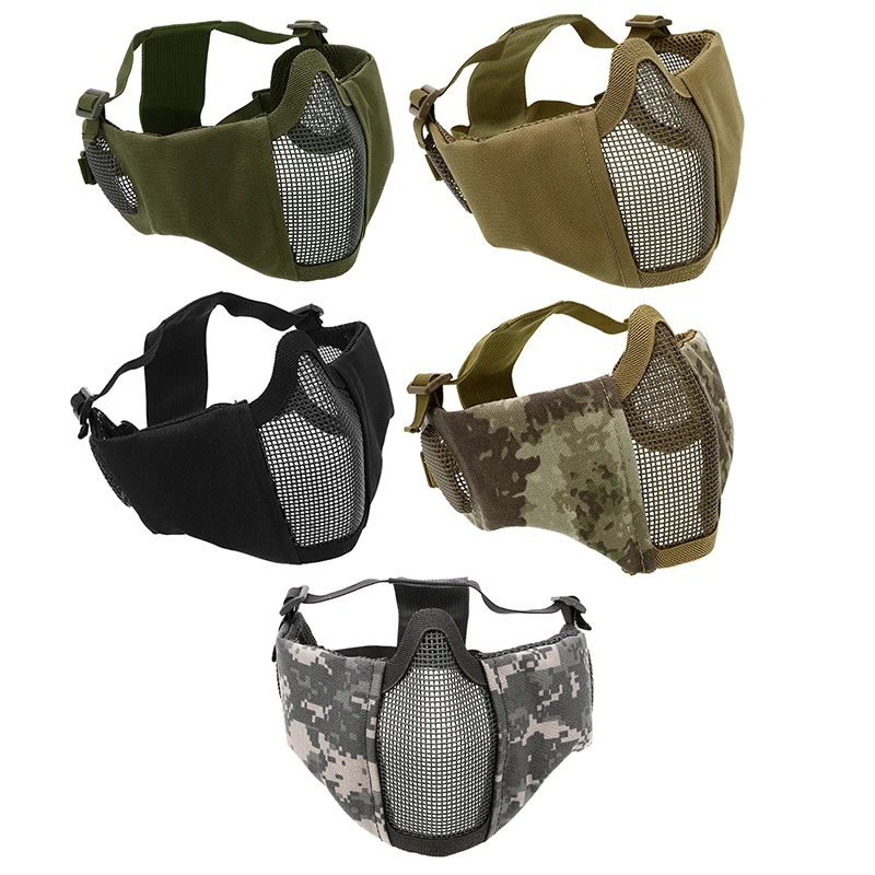 

9 Colors Camouflage Tactical Half Face Metal Steel Net Mesh Mask Protective Breathable Half-face Mesh Mask