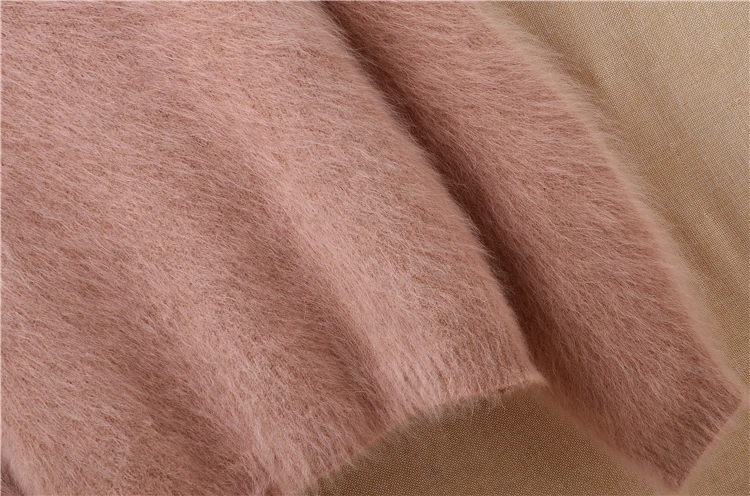 women o-neck long sleeve rabbit fur cony hair knitwear solid basic pullover autumn sweater loose mink cashmere blouses | Женская одежда