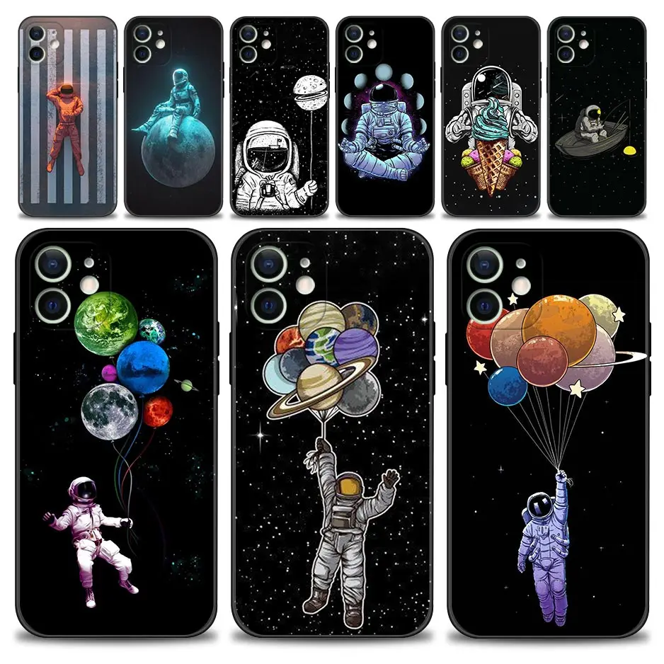 

Phone Case For Apple iPhone 13 12 11 Pro Max 13 12 Mini XS Max XR X 7 8 Plus 6 6S Silicone Cover Shell Astronaut Moon