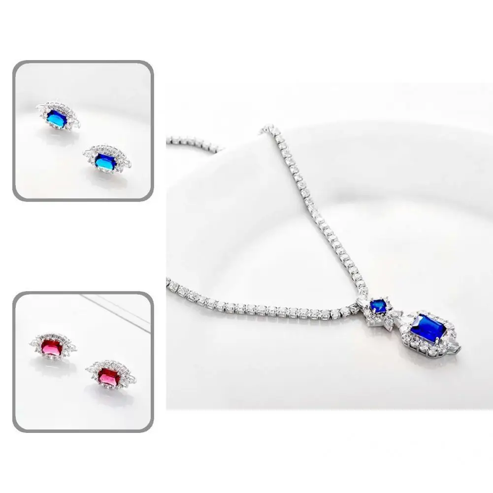 

High Quality Bridal Earrings Shiny Elegant Bridal Dress Neck Chain Ear Stud Stud Earrings 1 Set
