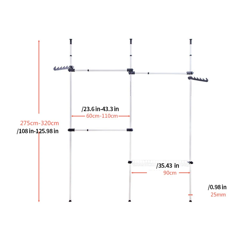 

Simple Style Clothes Rack Floor Standing Clothes Hanging Colorful Storage Shelf Clothes Hanger Racks Couple Bedroom Furniture