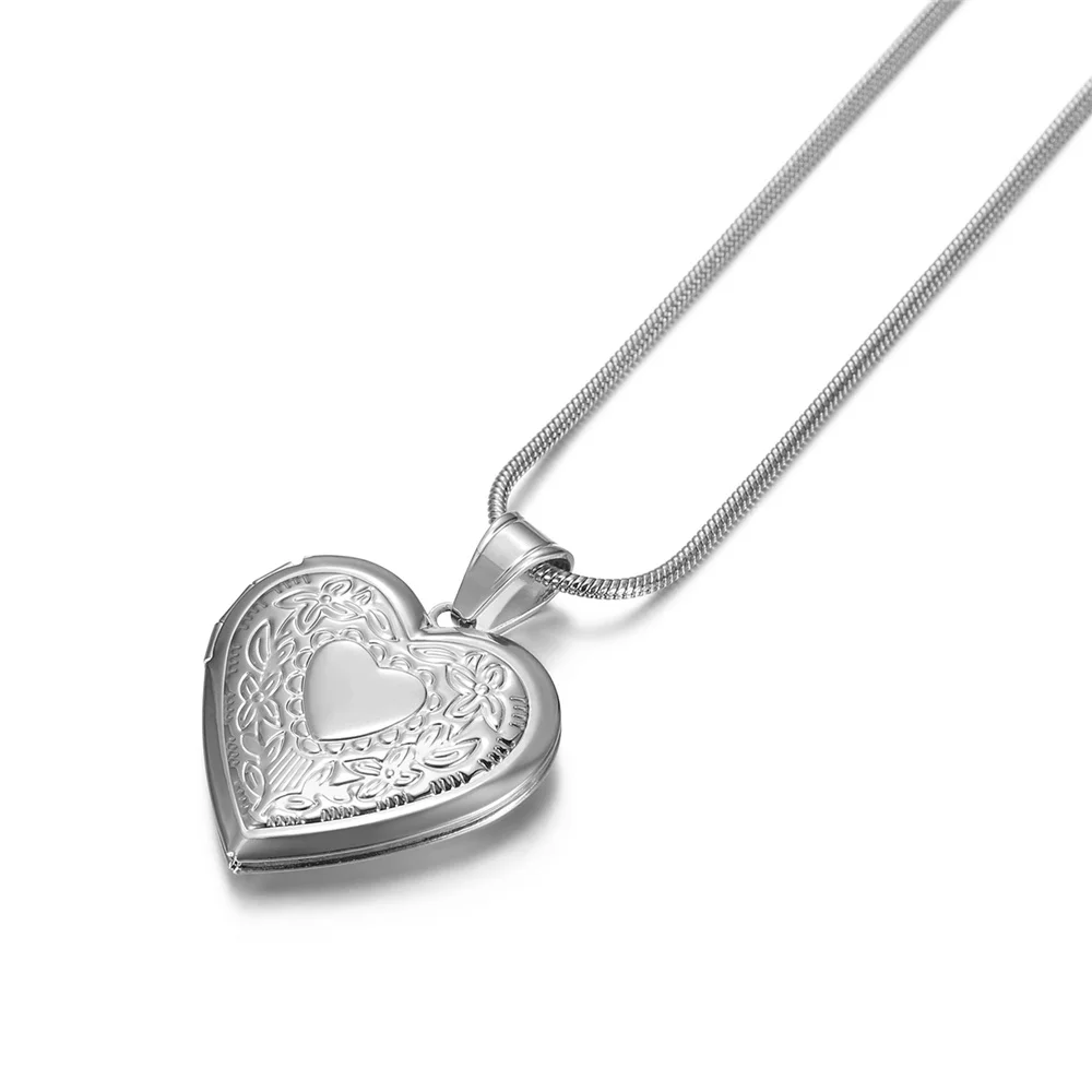 

Stainless Steel Memorial Women Love Heart Photo Locket Pendant Fashion Openable Picture Locket Necklace Jewelry
