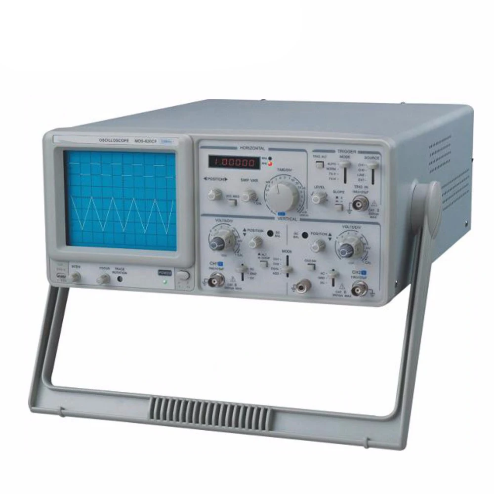 

MOS-640CF Dual Channel 40MHz Bandwidth 6 Digits Frequency Counter Analog Low Cost Oscilloscope