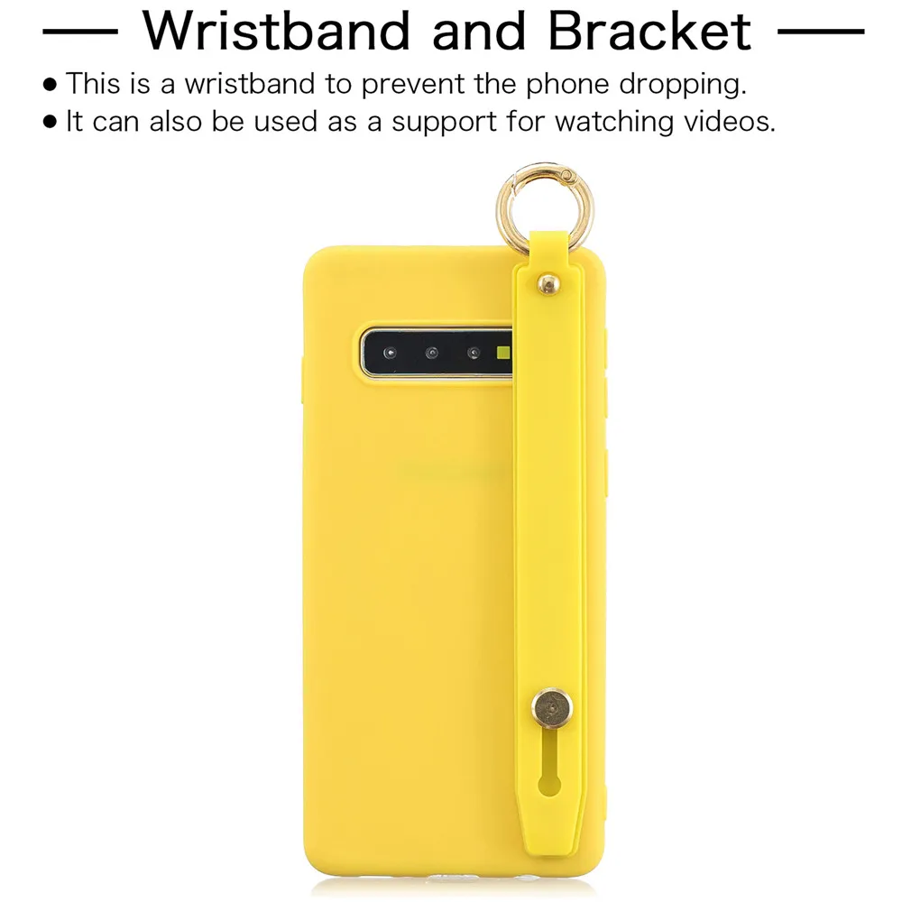 Bracket Wrist Strap Case For Samsuny Galaxy S10 S9 S8 Plus 5G Lite S10E Candy Color Soft Shell Phone Ultrathin |