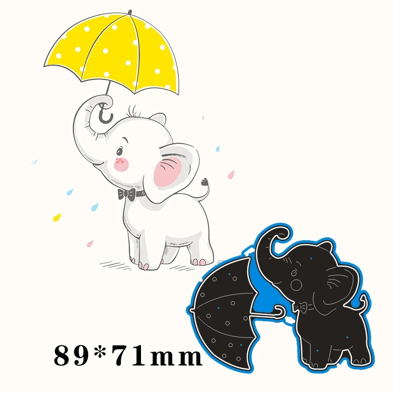 

Cutting Dies An Elephant With An Umbrella Metal and Stamps Stencil for DIY Scrapbooking Photo Album Embossing Paper Card 89*71mm