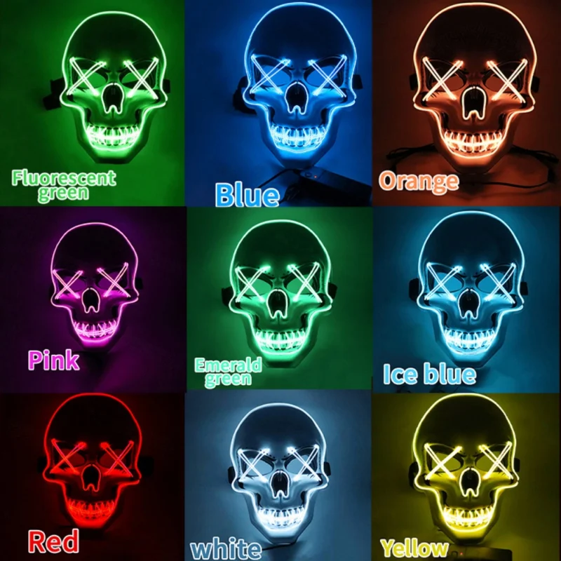 

Halloween Mask LED Light Up Mask Scary Mask For Festival Cosplay Halloween Costume Masquerade Party Carnival For Adults Child