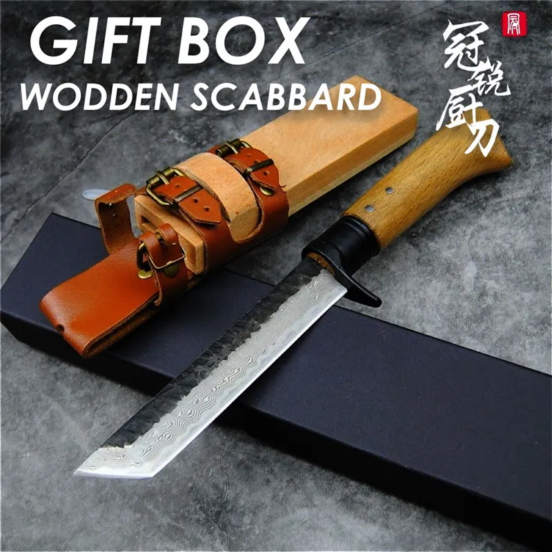 Охотничий нож ручной работы кованые молотые кухонные ножи шеф-повара декор в