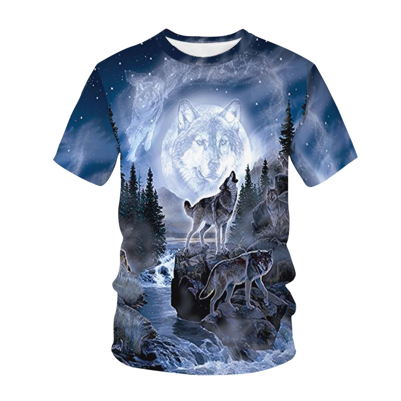 

Fashion Boys Tops Wolf 3D Print Man's T-Shirt Cool Funny TShirt Short Sleeve Tops Girl Animal Kawaii Printing T shirt For kids