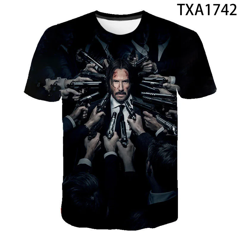 2021 New Summer Movie John Wick 3D T Shirt Men Women Children Fashion Streetwear Boy Girl Kids Printed T-shirt Cool Tops Tee