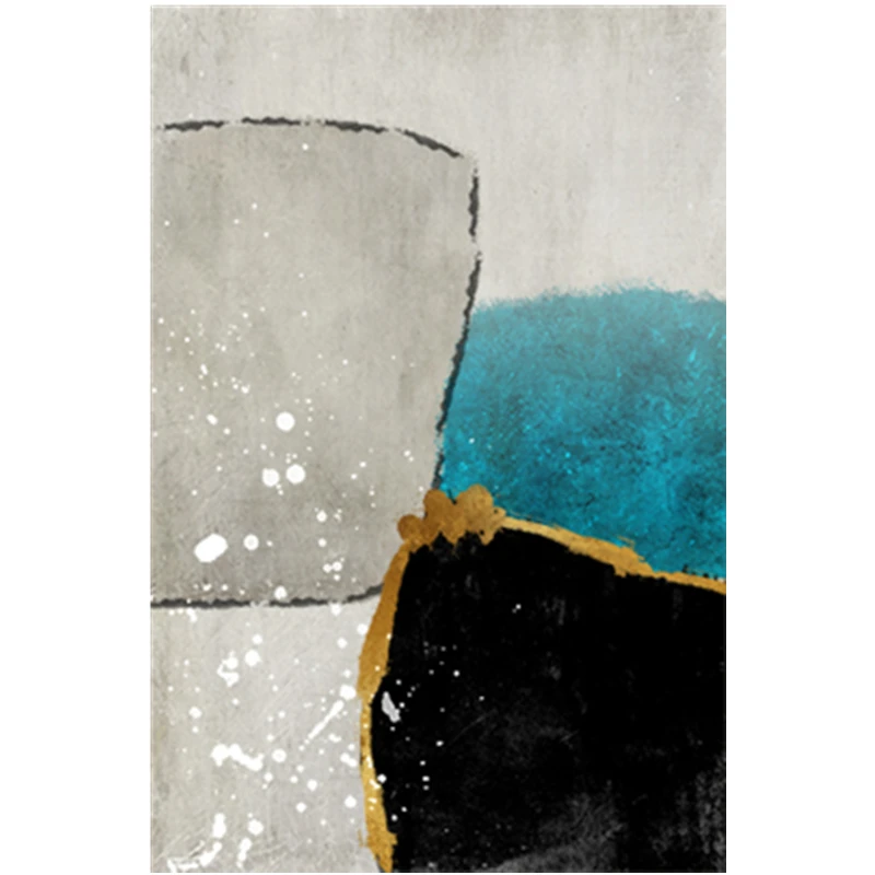 

Abstract Color Block Graffiti Nordic Oil Painting Sofa Background Wall Cyan Picture Living Room Bedroom Canvas Modern Art Poster