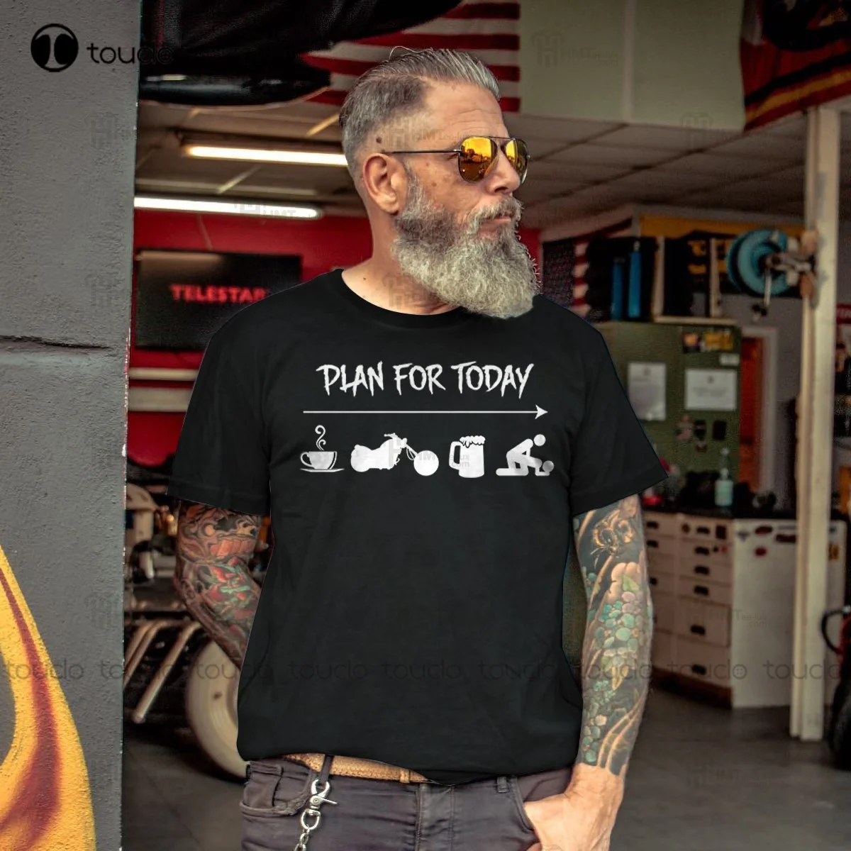 

Plan For Today Coffee Bike Biker Beer Funny Men T Shirt Cotton S-5Xl Black Birthday Gift Men'S Tee Unisex Women Men Tee Shirt