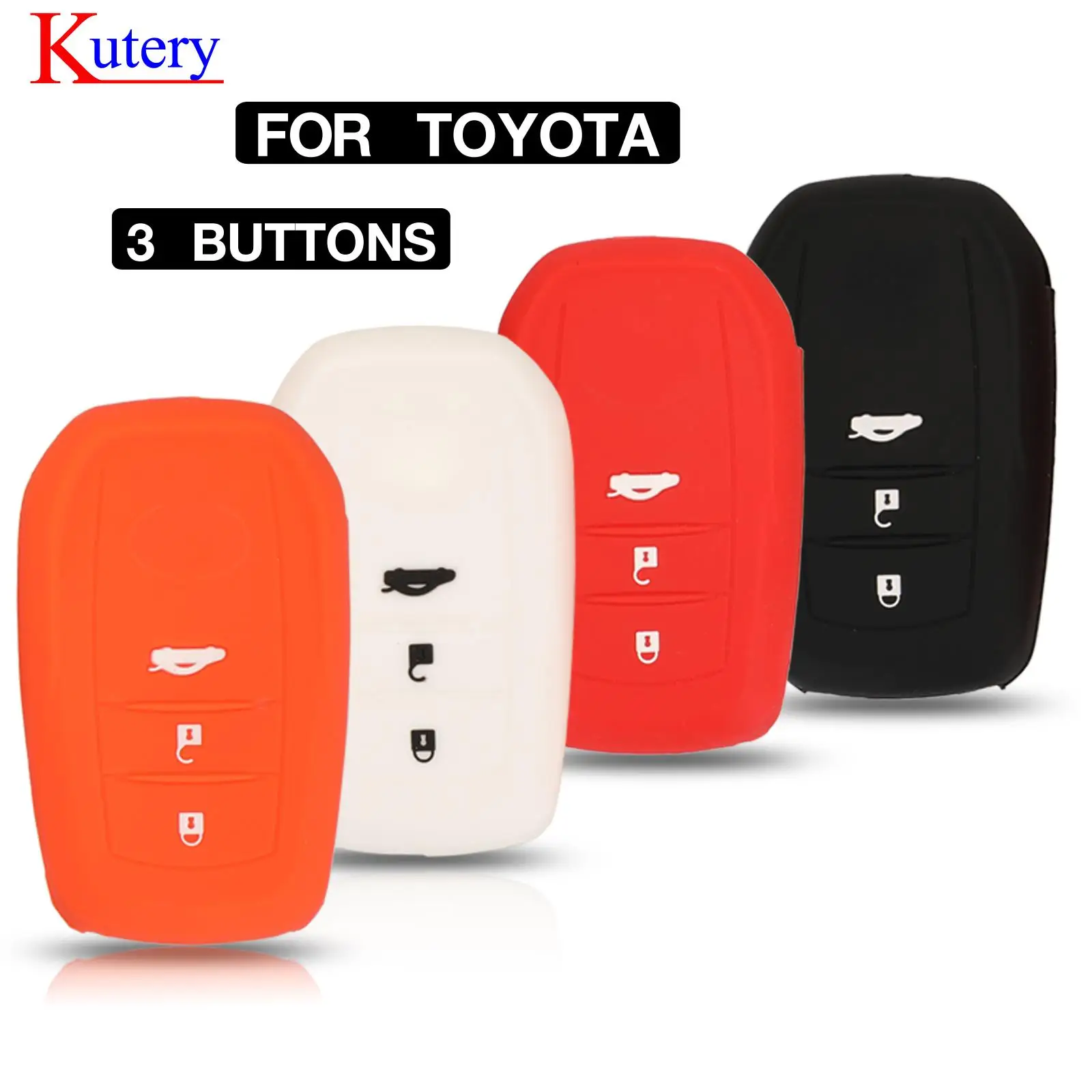 

Kutery For Toyota LC200 Corolla 2014 Camry 55 Land Cruiser 200 Prado 2011 2013 2016 Remote Silicone Car Key Protector Case 3 BTN