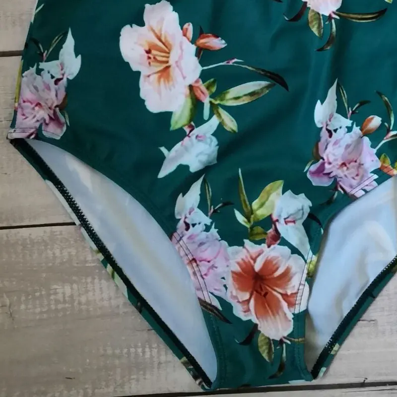 SE брендовый комплект бикини на одно плечо Цветочный купальник с высокой талией