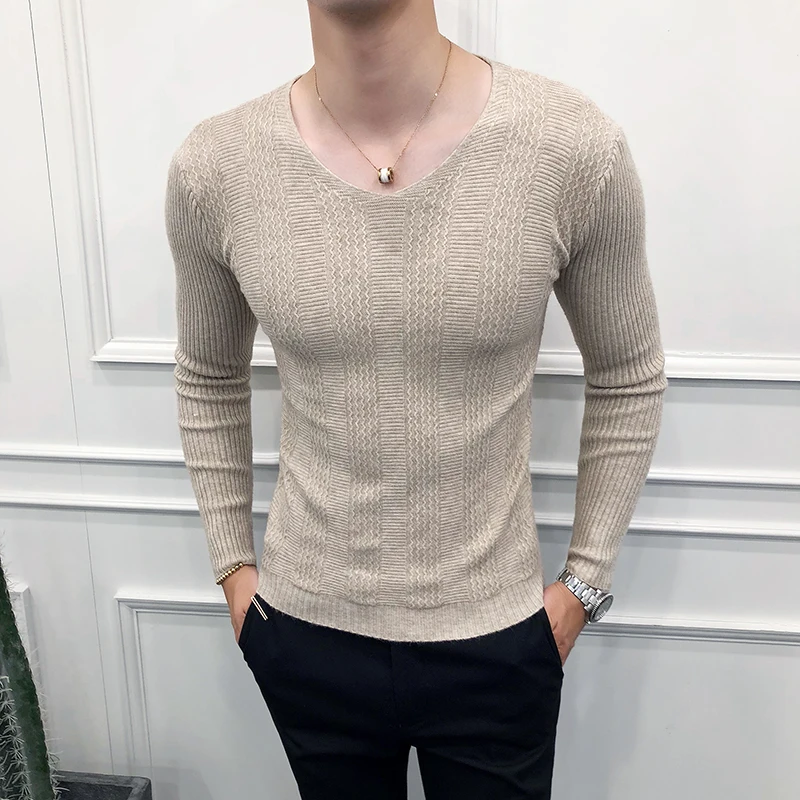 Новый мужской свитер роскошный однотонный жаккардовый пуловер и свитеры для