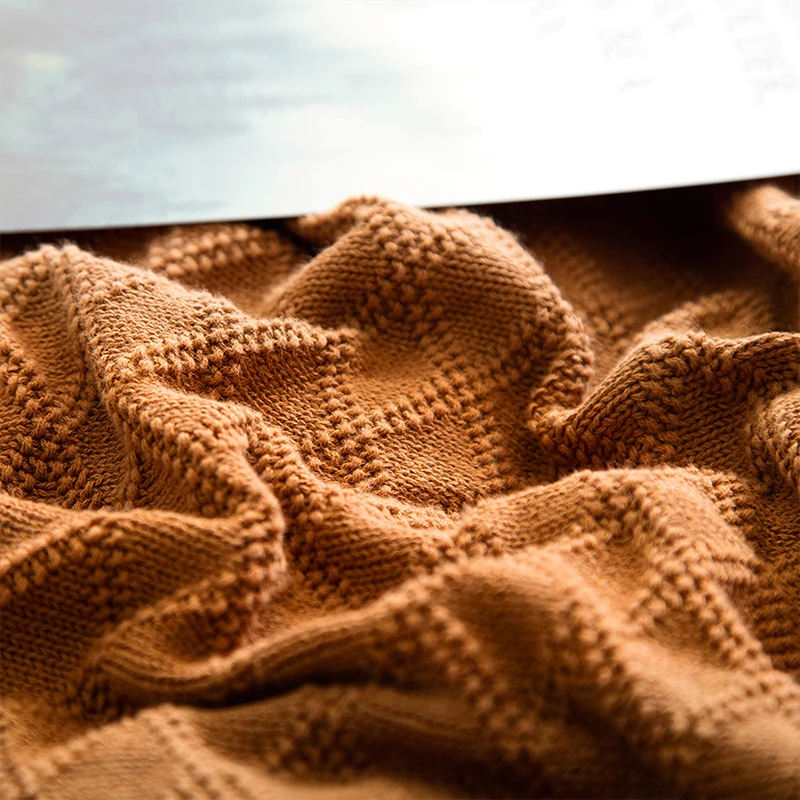 Blanket for Beds Hand-knitted Sofa Cotton Weighted Air Conditioning Spring Autumn Knittted Plaid | Дом и сад