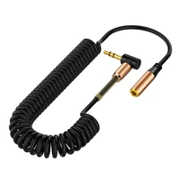 1pc elbow spring retractable 3 5mm mobile phone audio cable black male to female aux extension cable for mp3 tablet pc laptop