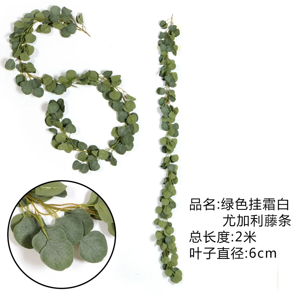 

2M Artificial Green Eucalyptus Garland Leaves Vine Fake Vines Rattan Artificial Plants Ivy Wreath Wall Decor Wedding Decoration