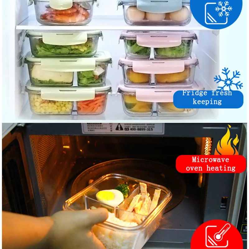 Герметичный стеклянный Ланч бокс с сумкой микроволновая печь нагрев охлаждаемый