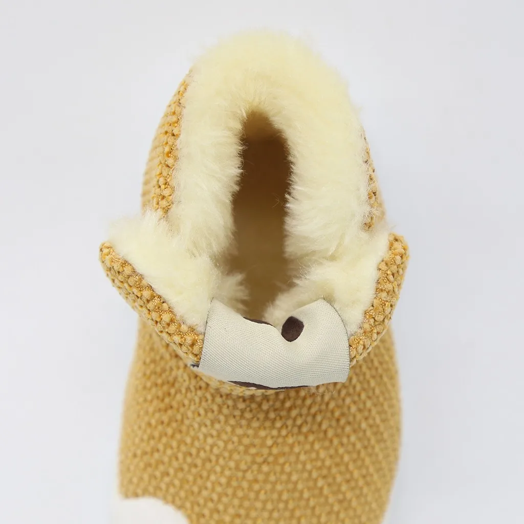 Зимние теплые Вязаные Короткие Плюшевые ботинки для маленьких девочек и