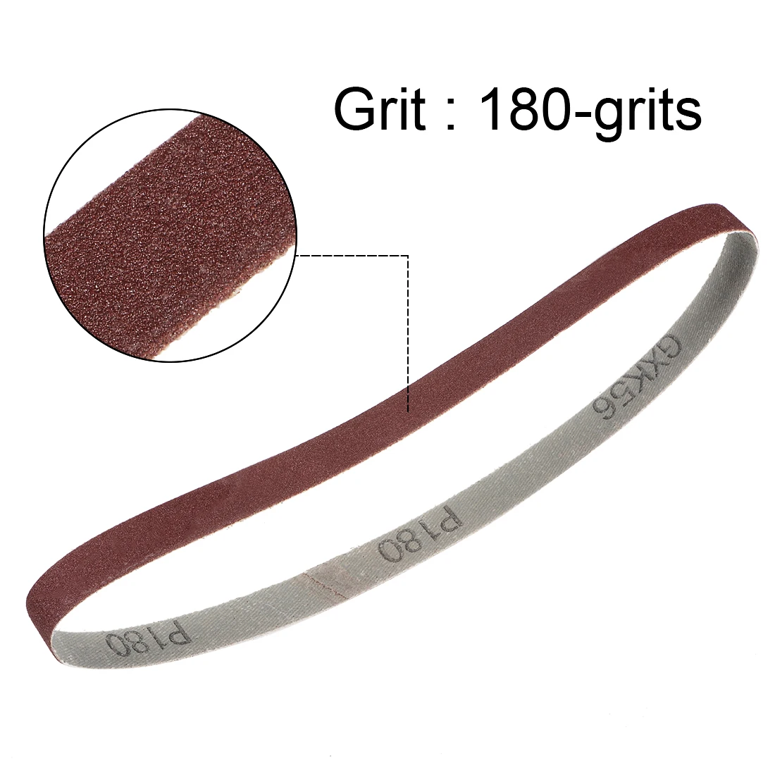 

uxcell 12pcs 1/2-inch X 18-inch(13mm X 462mm) Sanding Belt 180 Grit Aluminum Oxide to wood plastic fiberglass steel etc.