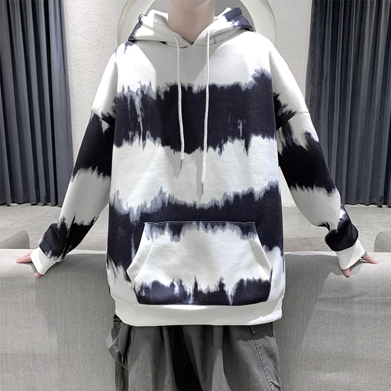 

Oversize Tie Dye Striped Men Hoodies 2020 Autumn Men's Hooded Sweatshirts Fahion Harajuku Man Streetwear Casual Pullovers