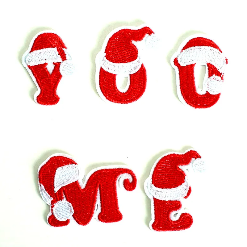 Рождественская английская нашивка 26 букв для одежды Железная вышитая аппликация