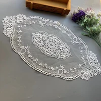 2 pcs white embroidered flower mesh lace ribbon applique trims for covers curtain home textiles sewing strip ribbon lace fabric