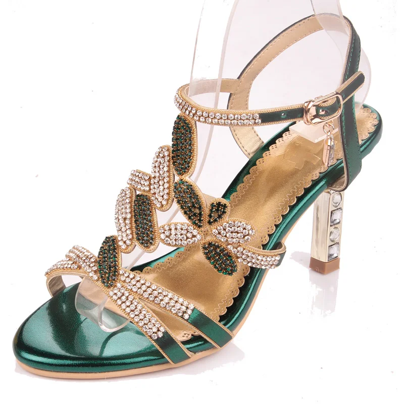 2019 женская обувь новая летняя на толстом высоком каблуке Стразы модные сандалии