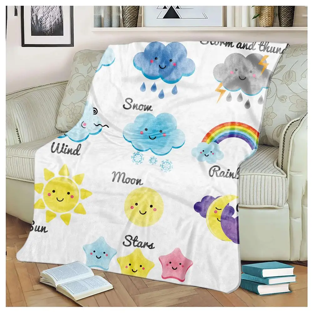 

Weather Forecast Sun Moon Cloudy Flannel Throw Blankets Double-sided Fleece Blanket