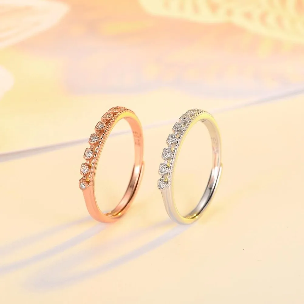 

925 Sterling Silver Wedding Ring Sets for Women Bridal Open Adjustable Lovers Couple Rings Engagement Valentine's Day Gifts