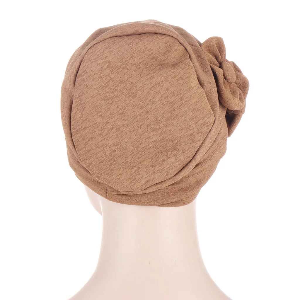 

2021 New Popular Head Scarf Hat Cap High Elasticity Soft Soild Flower Turban Headwear Women Stretch Muslim Headscarf Bonnet