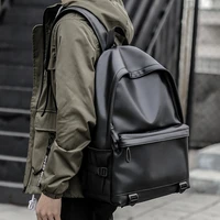 new fashion mens leather backpack teen black school bag boy college school bag laptop backpack school wind leisure bag