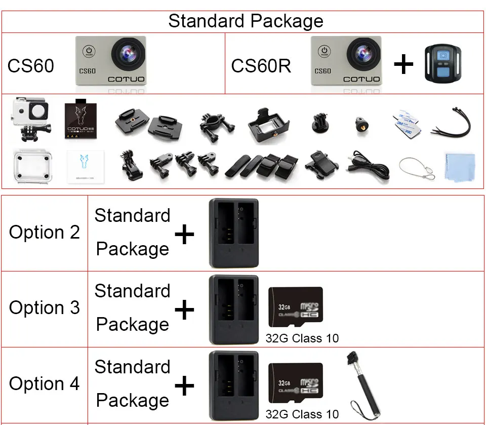 COTUO CS60 4K 30fps WiFi 16MP Экшн-камера Ultra HD 170D 1080P 720P 120fps go 30m Водонепроницаемая pro 2," lcd Спортивная камера с защитой от тряски