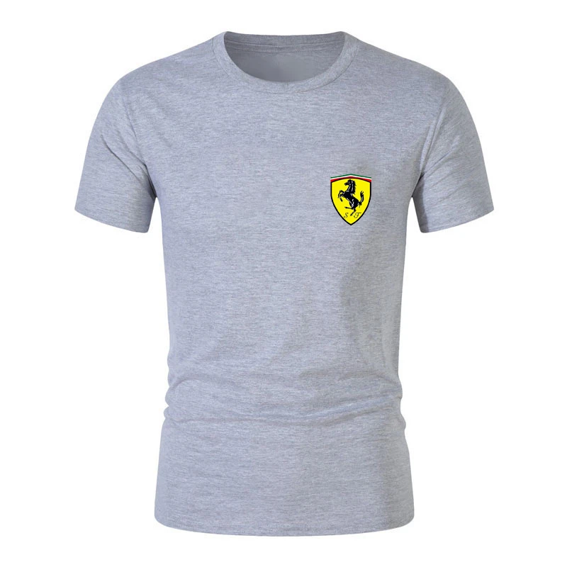 

Summer men's round neck cotton T-shirt sports fitness large men's T-shirt 2021 Ferrari new products