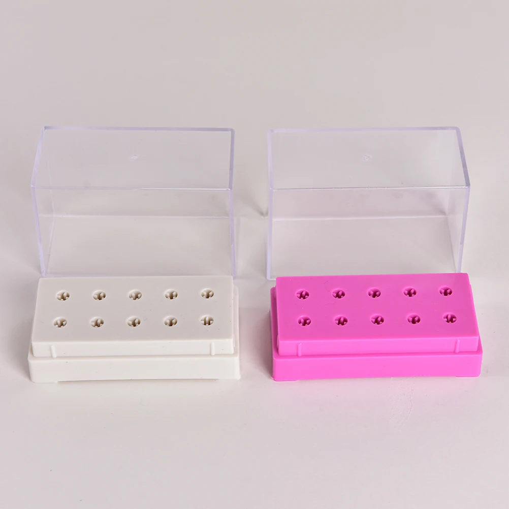 

New 1PCS Sale 10Holes White Bits Holder Exhibition Displayer Nail Drill Bit Holder Professional Manicure Tools 7.9*3.7*6.2cm