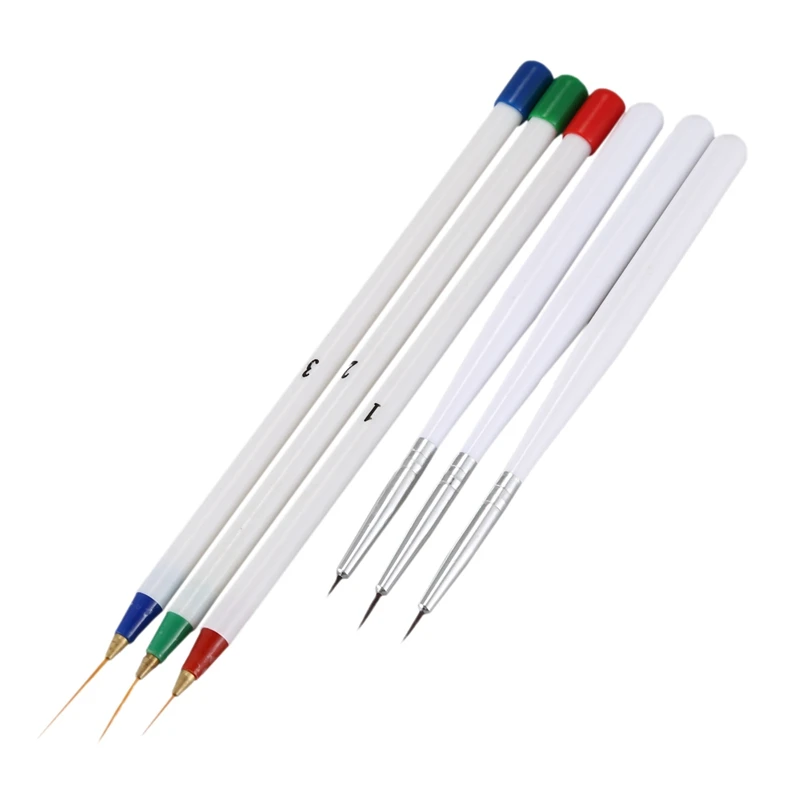 Set 6Pcs/Pack Fine Drawing Striping Liner Design Tips Nail Art Pen Brushes Brush Salon DIY Gel UV Tool Manicure | Красота и здоровье