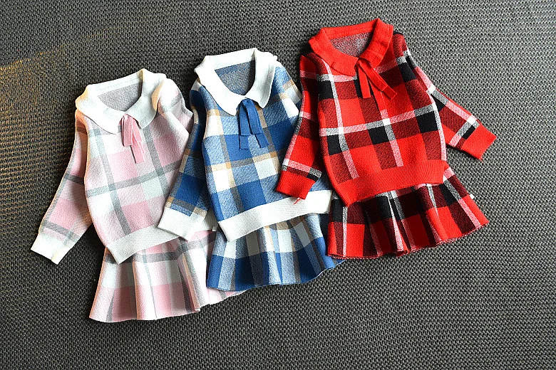 

Autumn baby girl winter clothes knitted sweater skirt