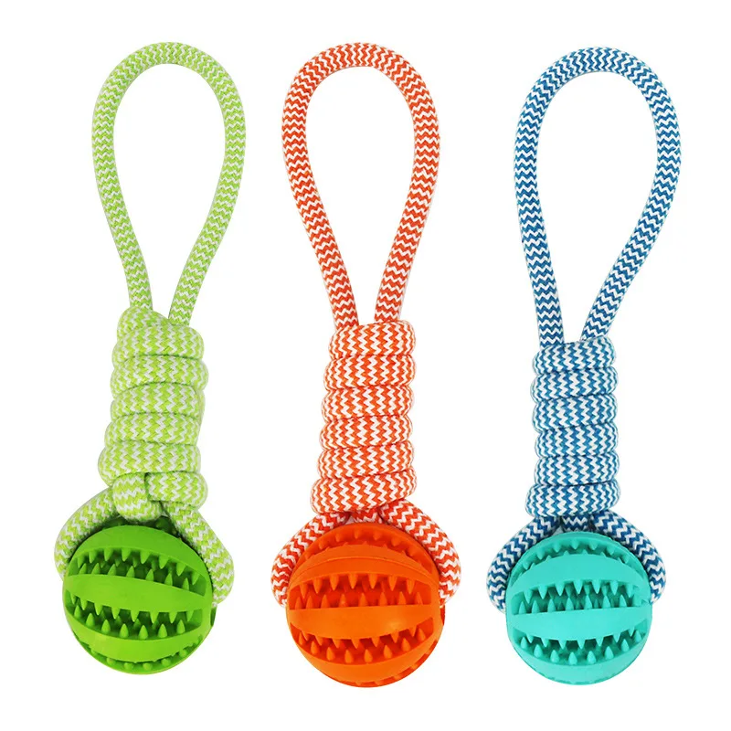 

Pet Supplies Dog Toys Leaking Food Cotton Rope Leaking Food Rubber Ball Chewing Dog Toys Teeth Cleaning Training Dog Biting Toys