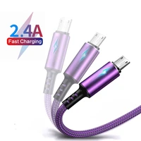 micro usb cable 3a led for huawei samsung xiaomi android mobile phone accessories fast charging micro data cord charger cables